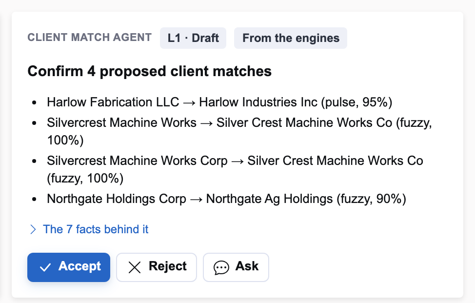 Proposed client matches waiting for a person